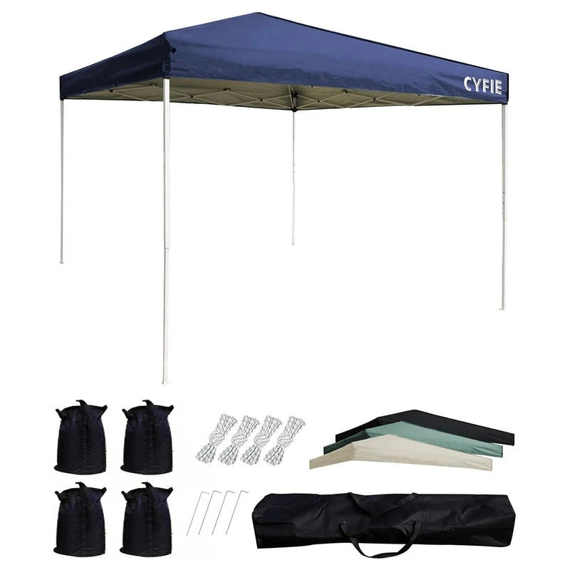 CYFIE ワンタッチテント 3m×3m UVカット 防水 3段階調節 アウトドア・キャンプ用 テント DEWEL ブルー 3m×3m